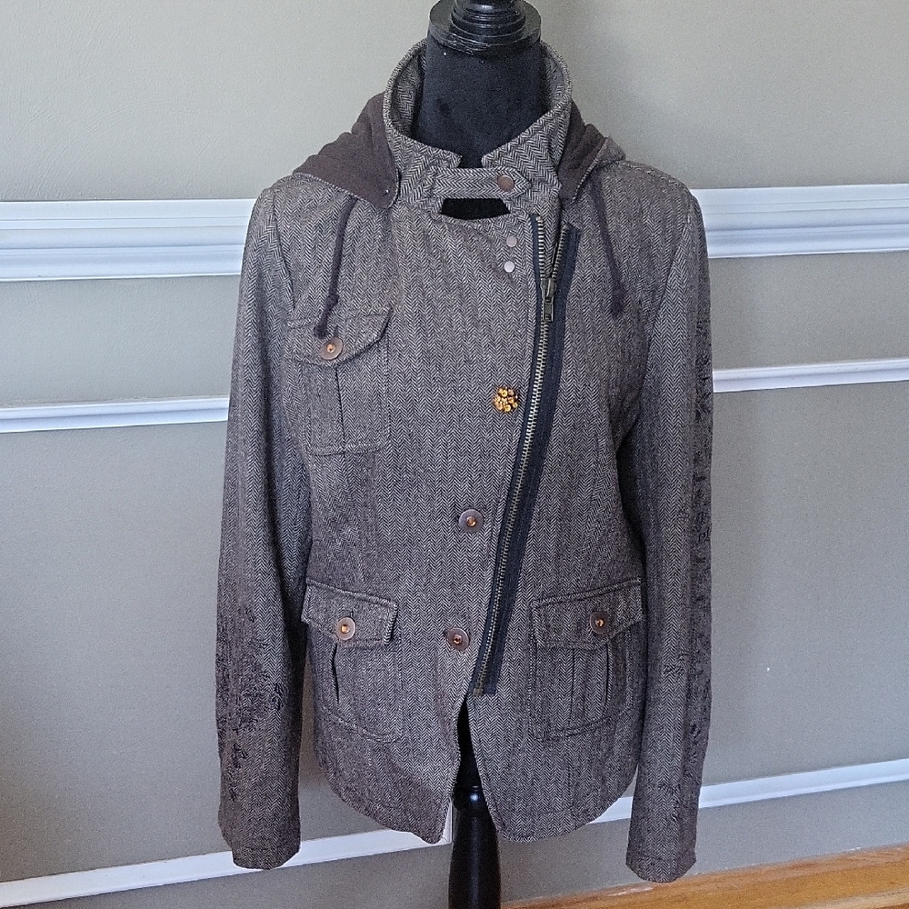 Daytrip Women's Brown Wool Blend Utility Jacket Size XL